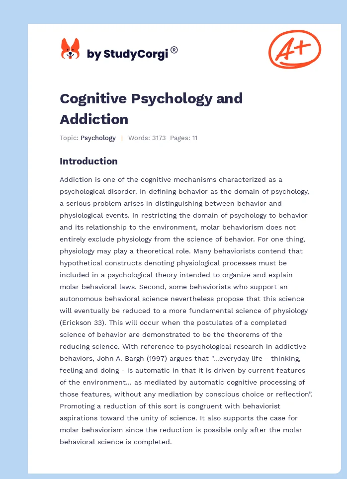 Cognitive Psychology and Addiction. Page 1