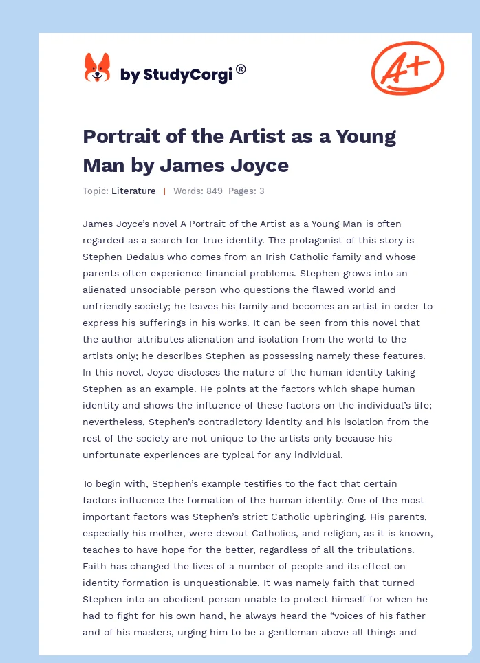Portrait of the Artist as a Young Man by James Joyce. Page 1