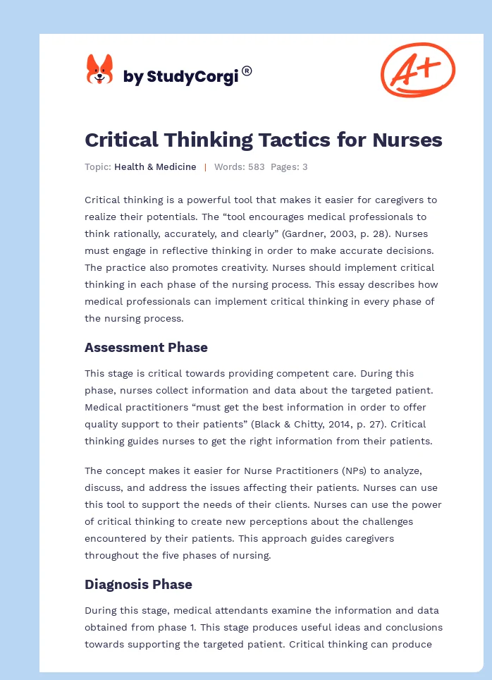 Critical Thinking Tactics for Nurses. Page 1