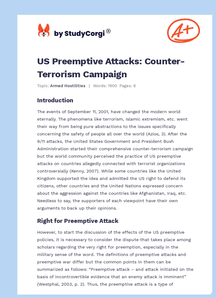 US Preemptive Attacks: Counter-Terrorism Campaign. Page 1