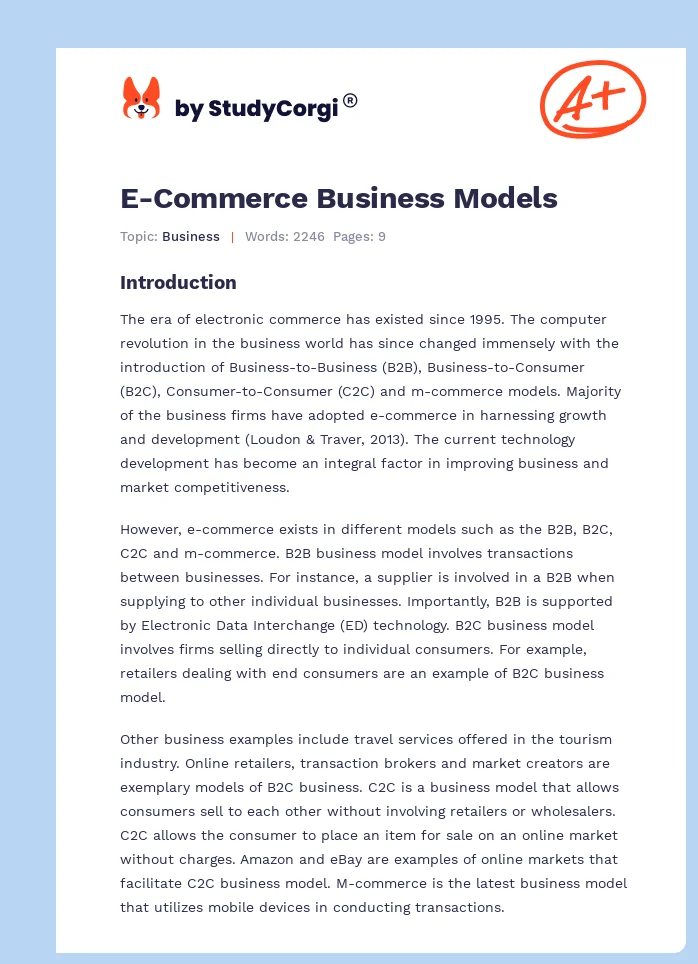 E-Commerce Business Models. Page 1