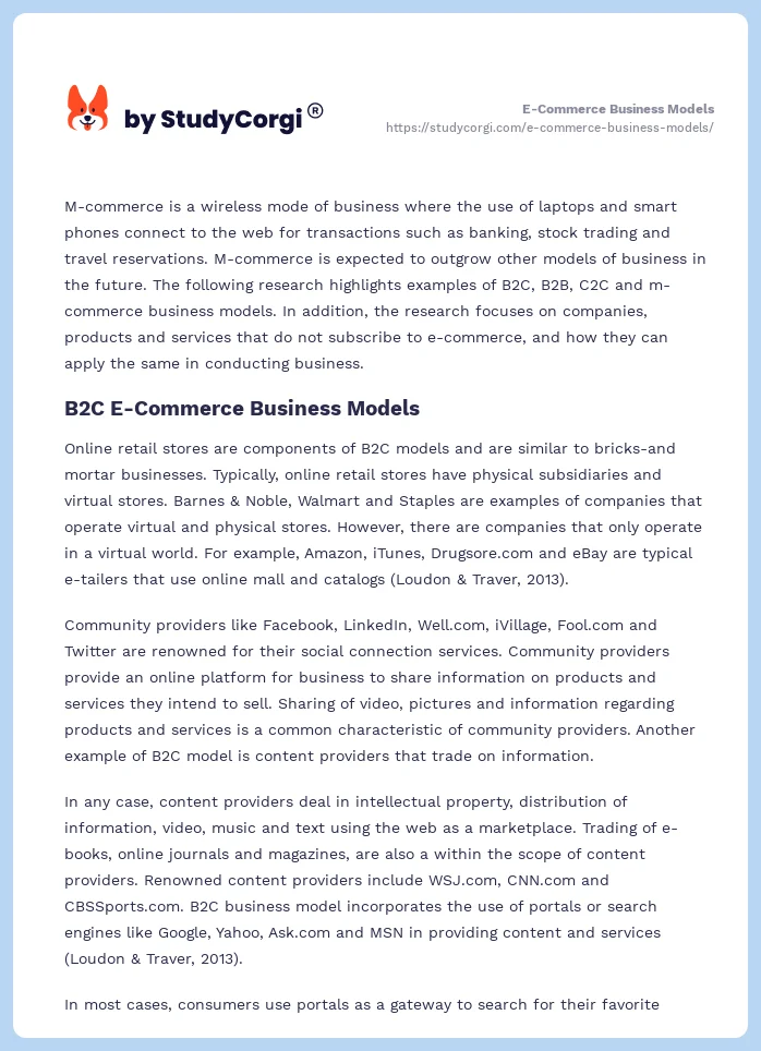 E-Commerce Business Models. Page 2