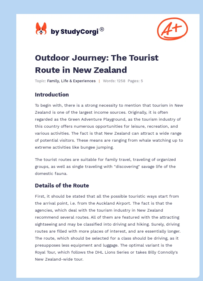 Outdoor Journey: The Tourist Route in New Zealand. Page 1