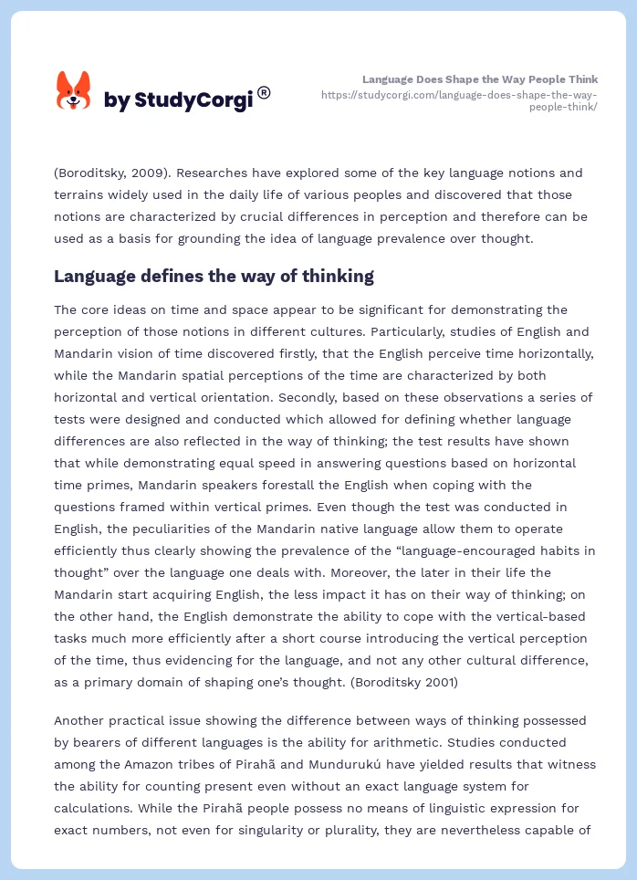 Language Does Shape the Way People Think. Page 2