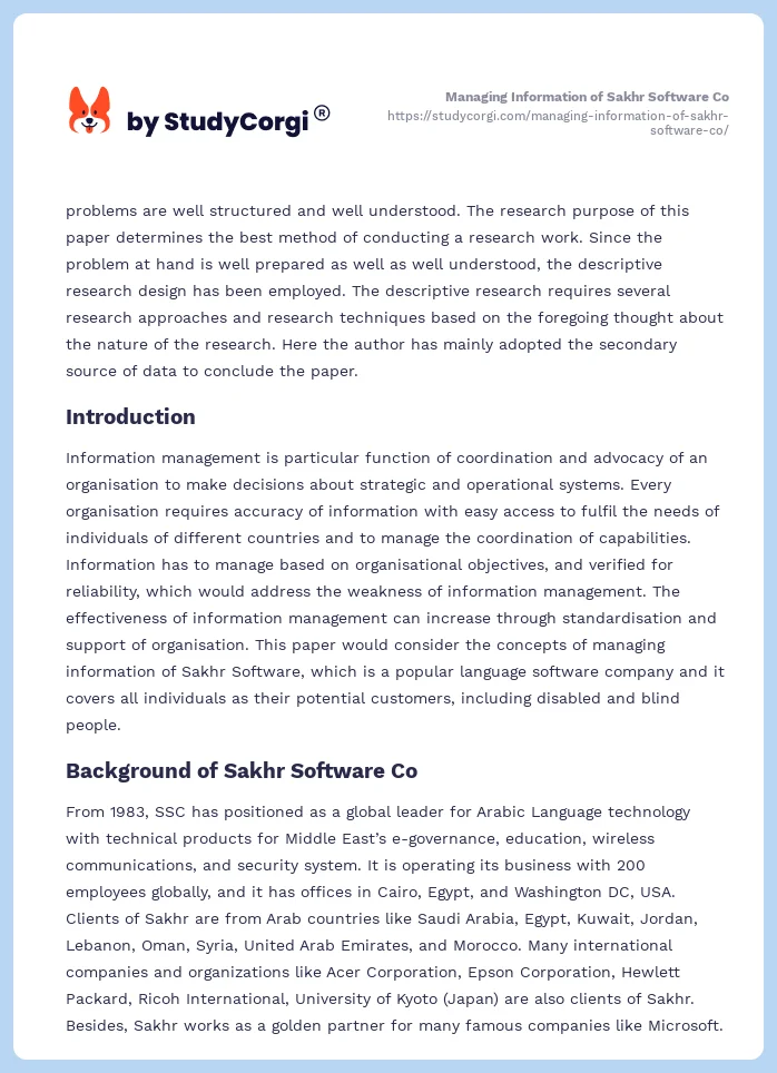 Managing Information of Sakhr Software Co. Page 2