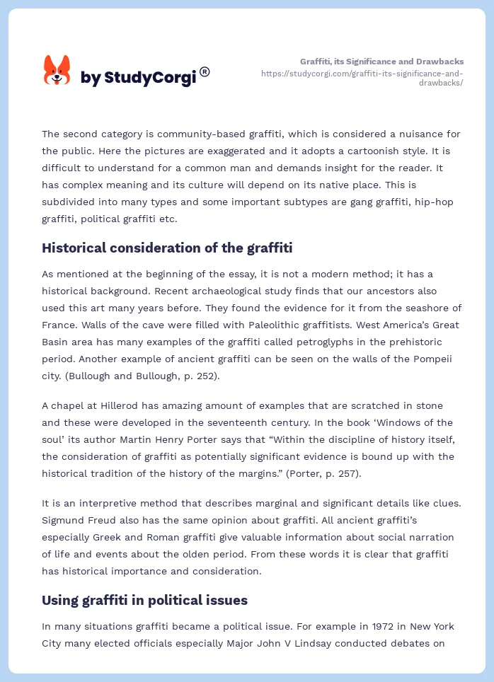 Graffiti, its Significance and Drawbacks. Page 2