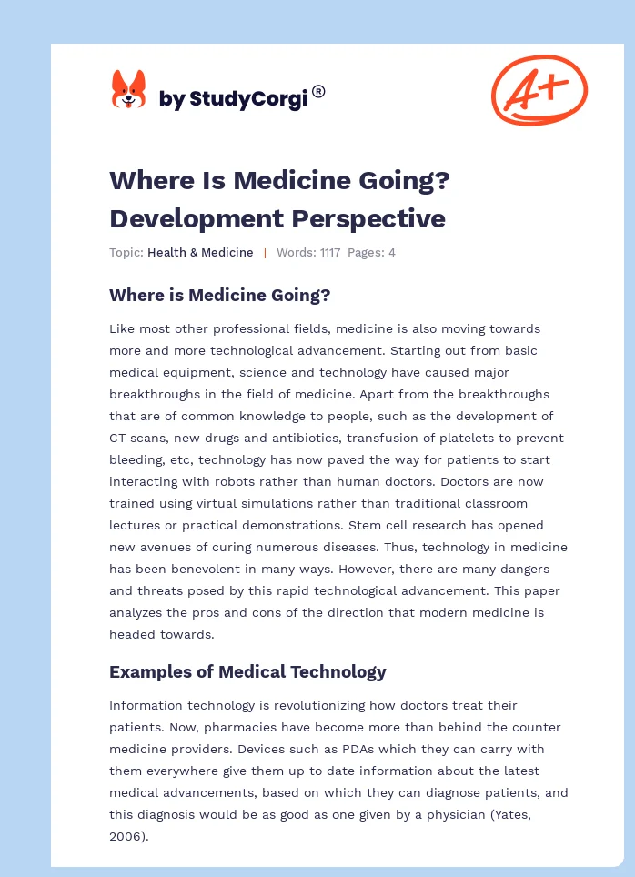 Where Is Medicine Going? Development Perspective. Page 1