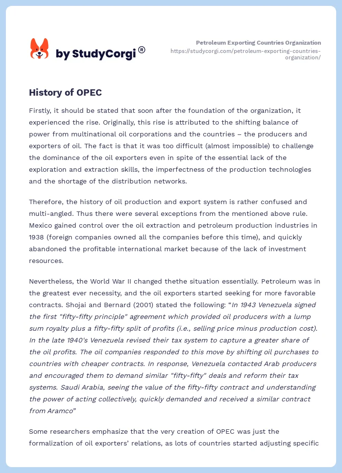 Petroleum Exporting Countries Organization. Page 2