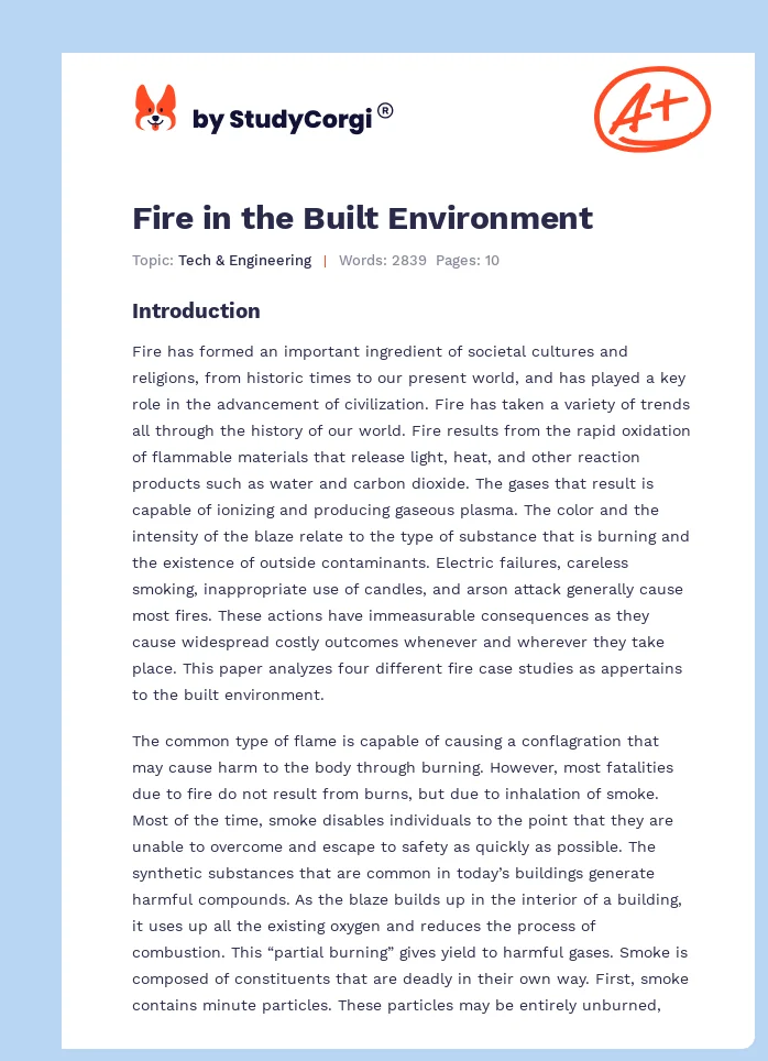 Fire in the Built Environment. Page 1