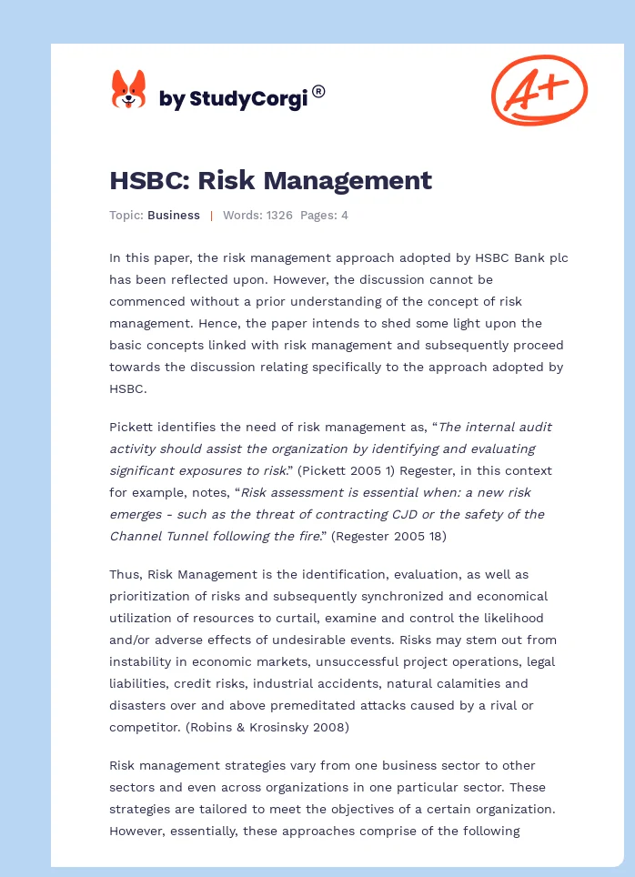 HSBC: Risk Management. Page 1