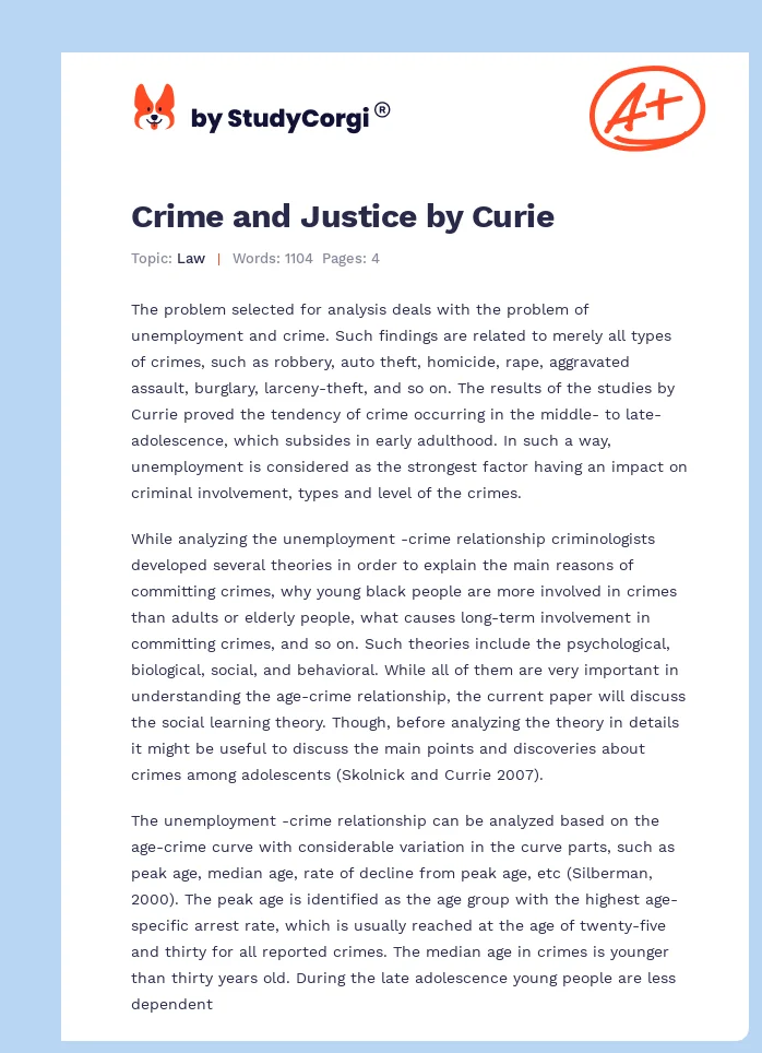 Crime and Justice by Curie. Page 1