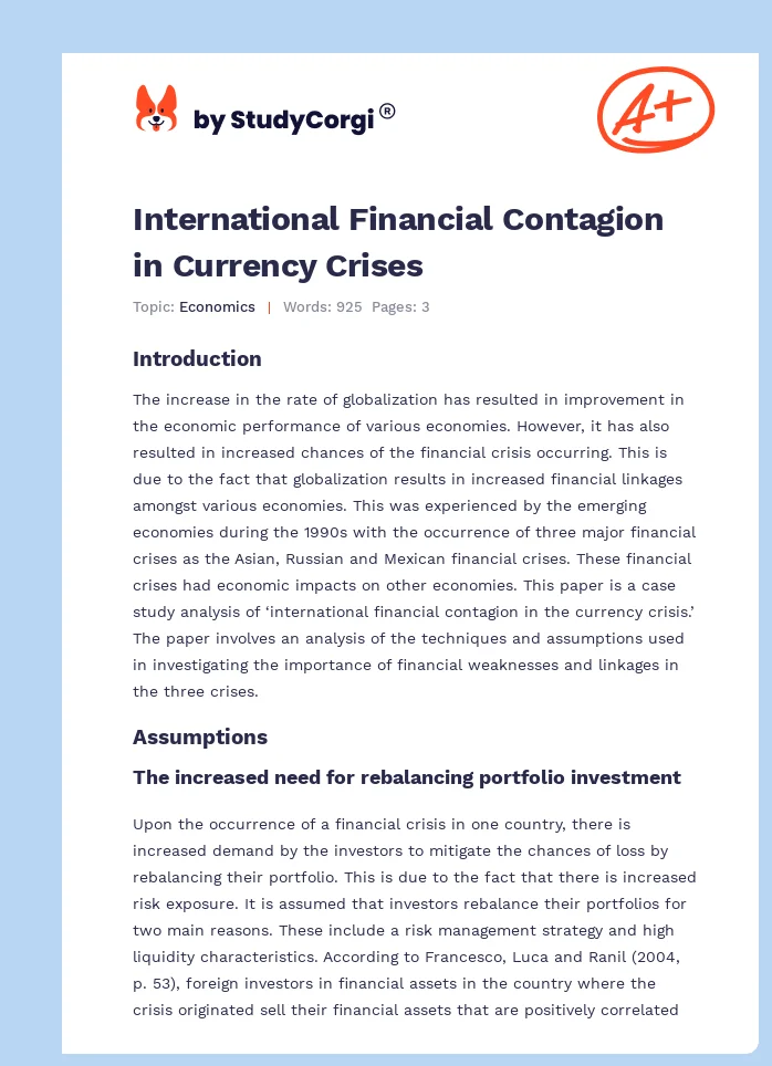International Financial Contagion in Currency Crises. Page 1
