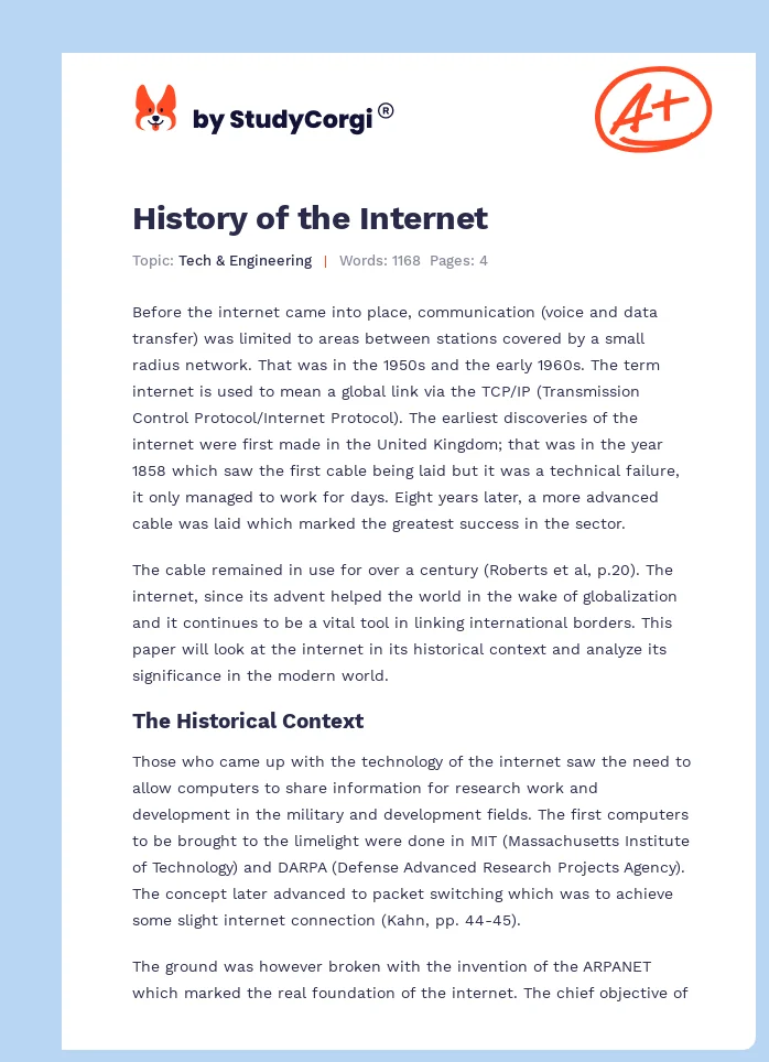 History of the Internet. Page 1