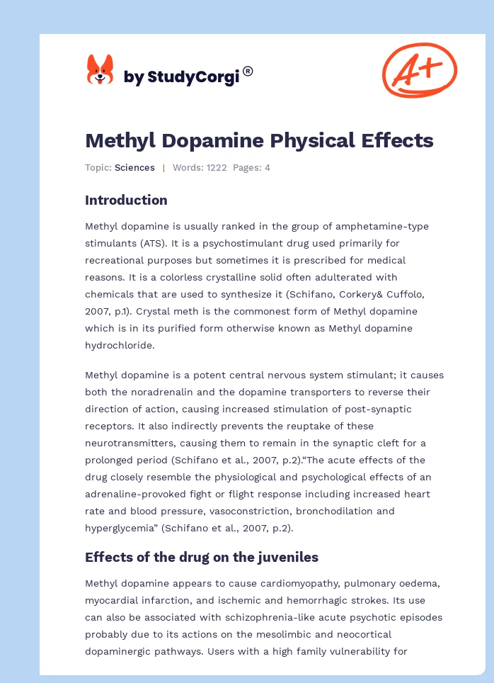 Methyl Dopamine Physical Effects. Page 1