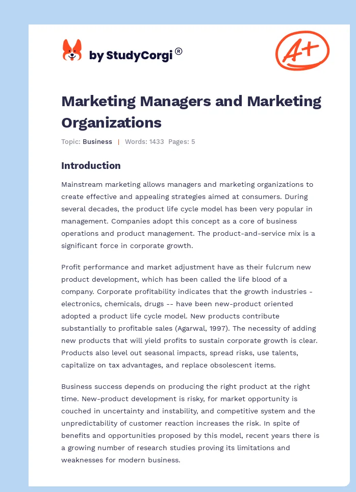 Marketing Managers and Marketing Organizations. Page 1