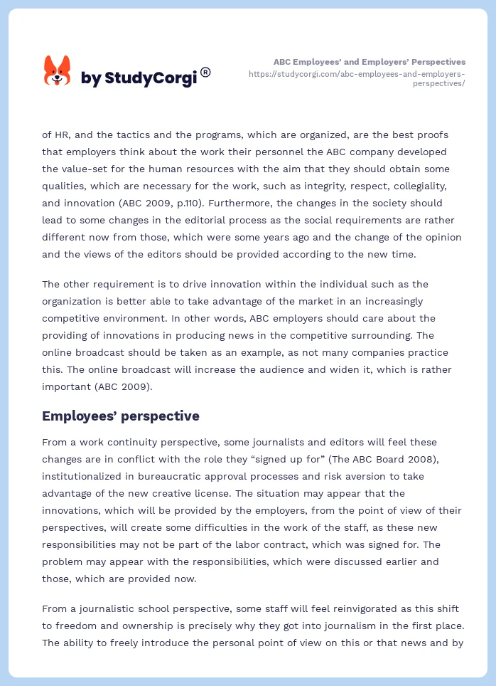 ABC Employees’ and Employers’ Perspectives. Page 2