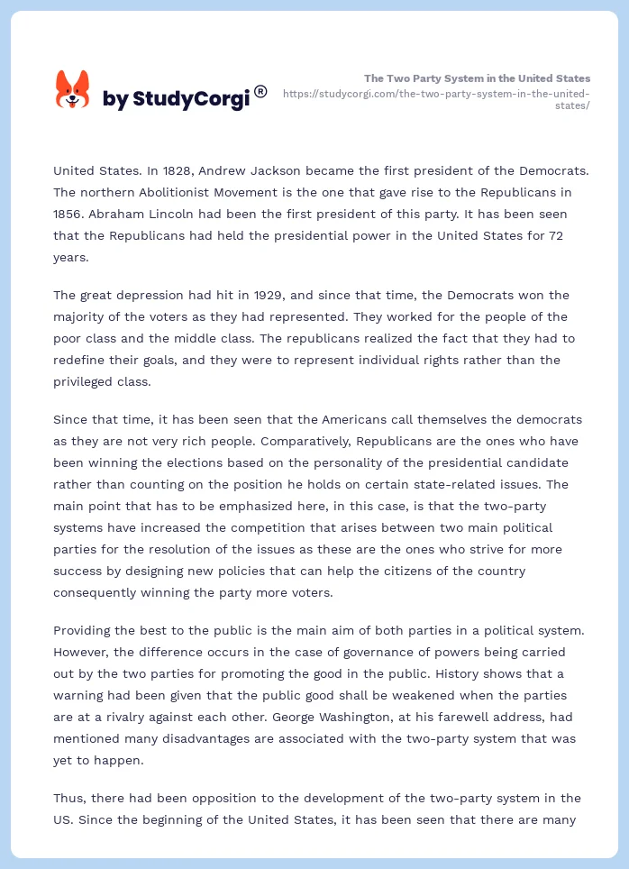 The Two Party System in the United States. Page 2