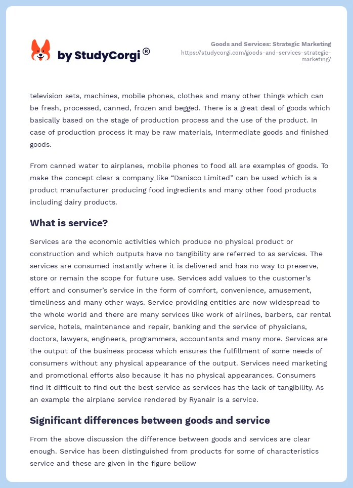 Goods and Services: Strategic Marketing. Page 2