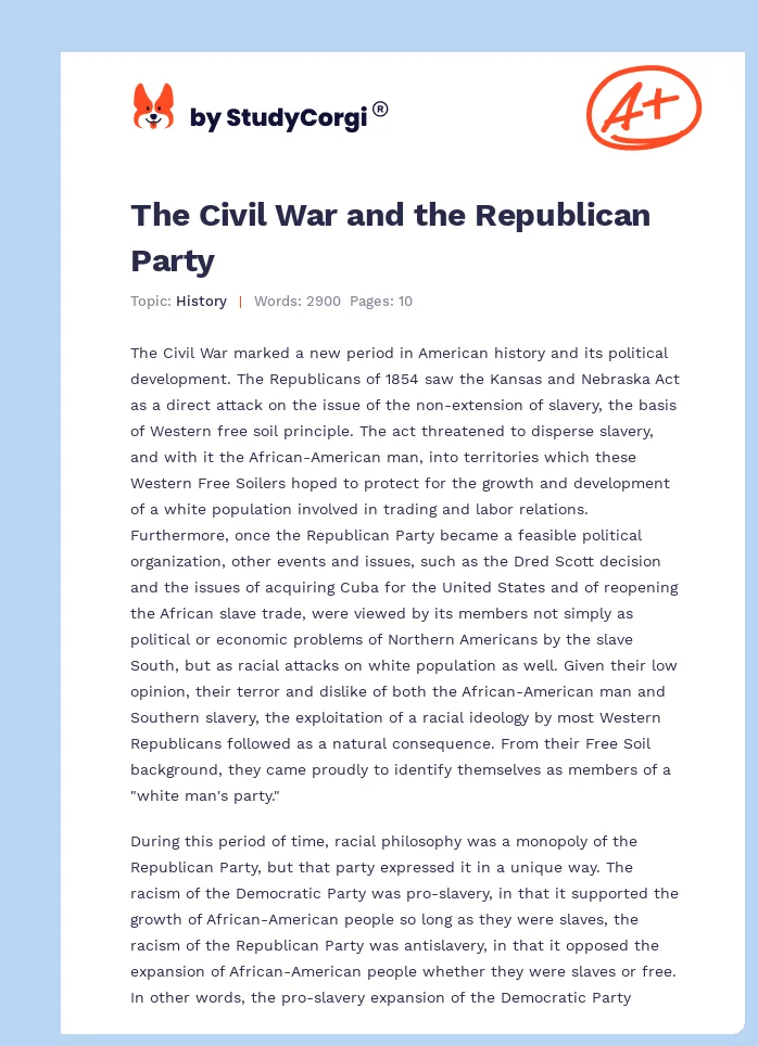 The Civil War and the Republican Party. Page 1