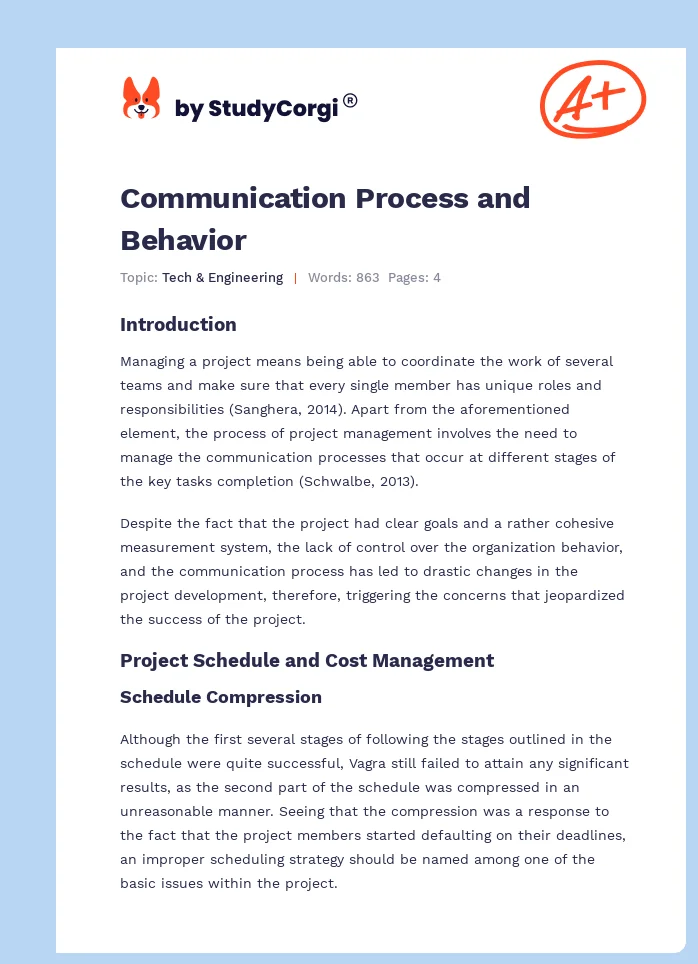 Communication Process and Behavior. Page 1