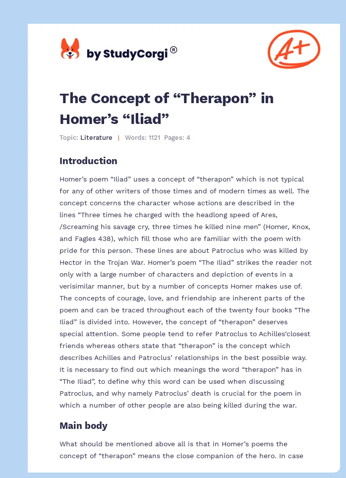 The Concept of “Therapon” in Homer’s “Iliad”. Page 1