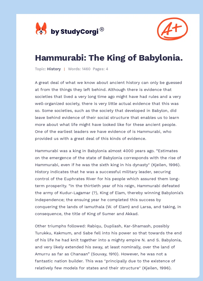 Hammurabi: The King of Babylonia.. Page 1