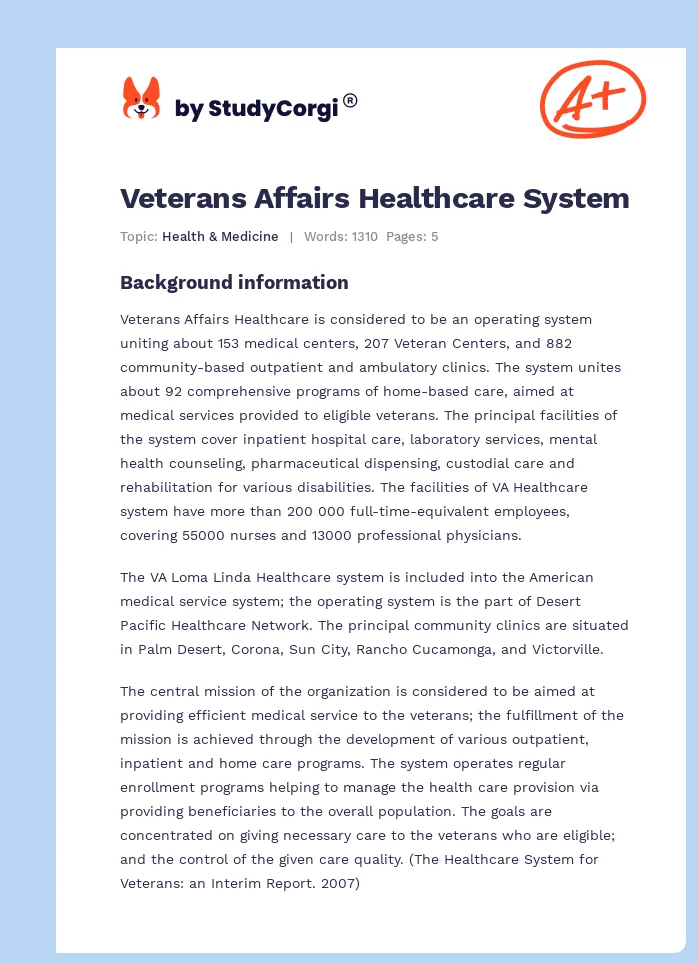 Veterans Affairs Healthcare System. Page 1