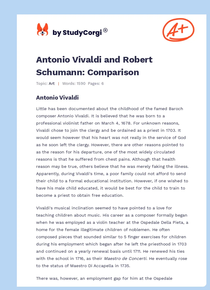 Antonio Vivaldi and Robert Schumann: Comparison. Page 1
