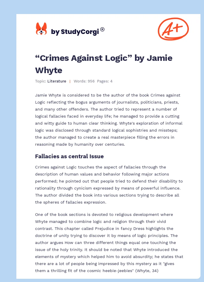 “Crimes Against Logic” by Jamie Whyte. Page 1