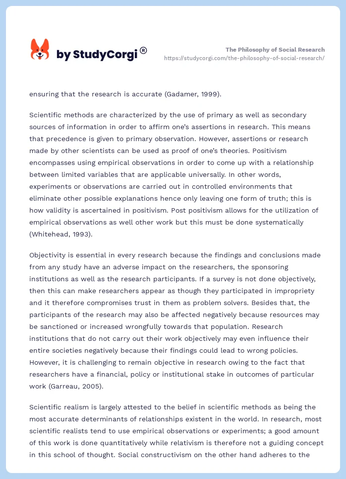 The Philosophy of Social Research. Page 2