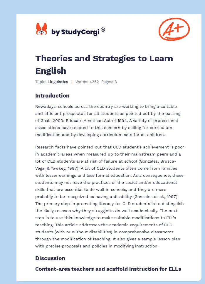 Theories and Strategies to Learn English. Page 1