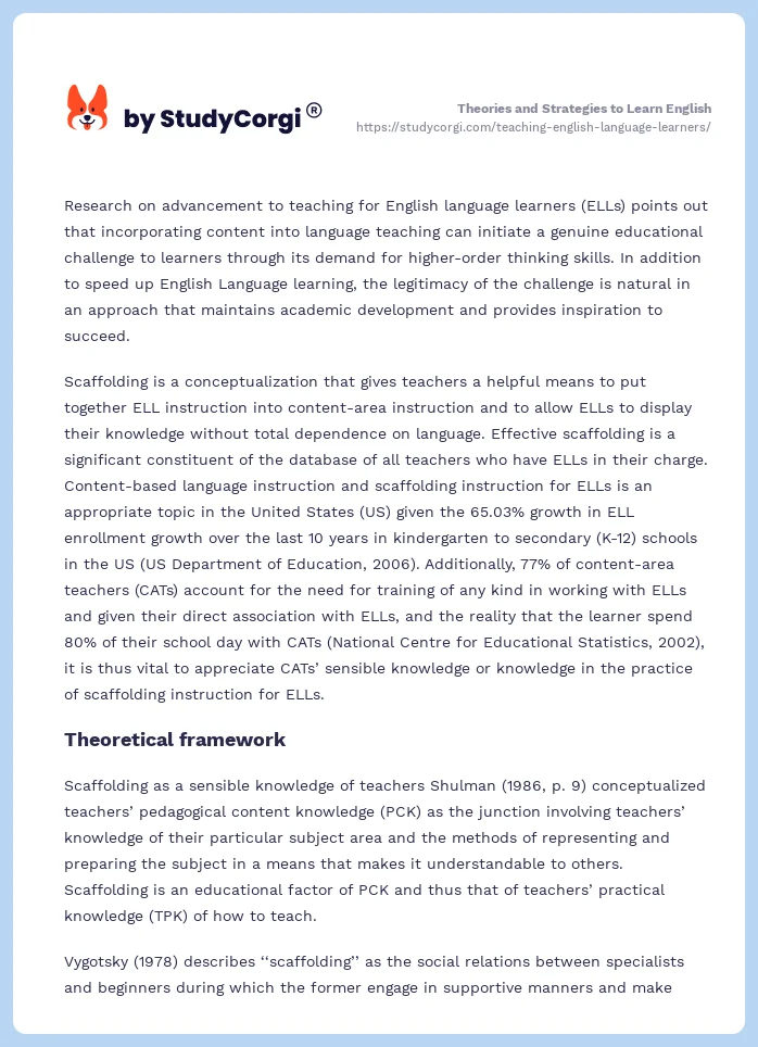 Theories and Strategies to Learn English. Page 2