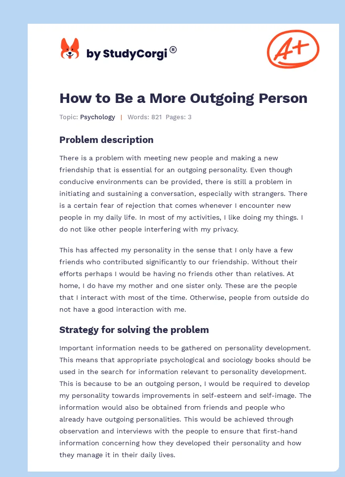 How to Be a More Outgoing Person. Page 1