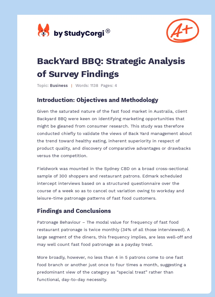 BackYard BBQ: Strategic Analysis of Survey Findings. Page 1