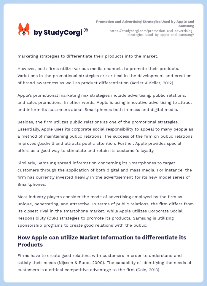 Promotion and Advertising Strategies Used by Apple and Samsung. Page 2