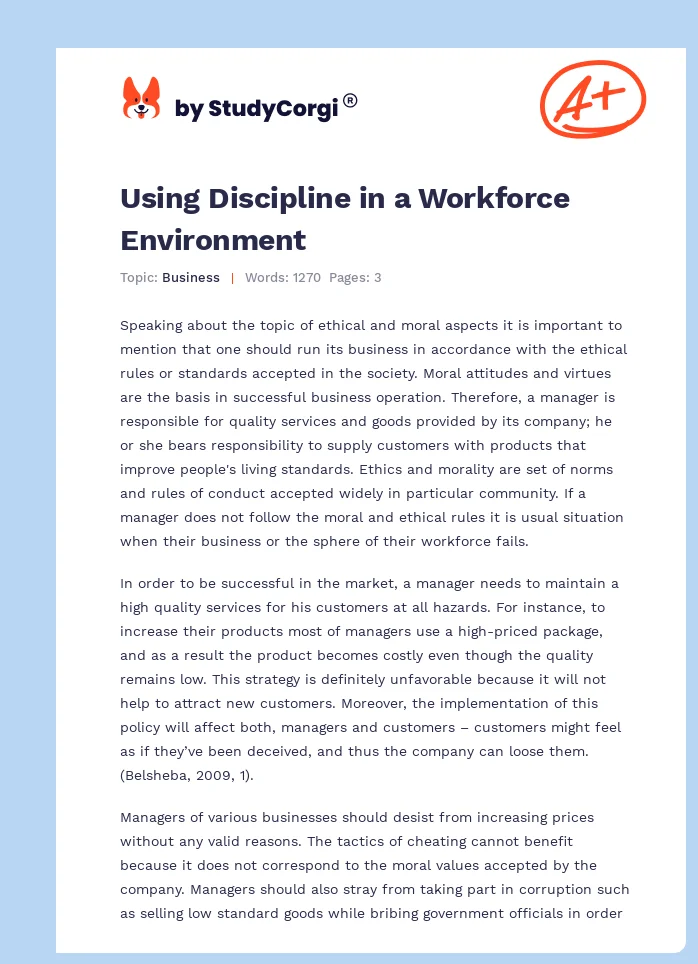 Using Discipline in a Workforce Environment. Page 1