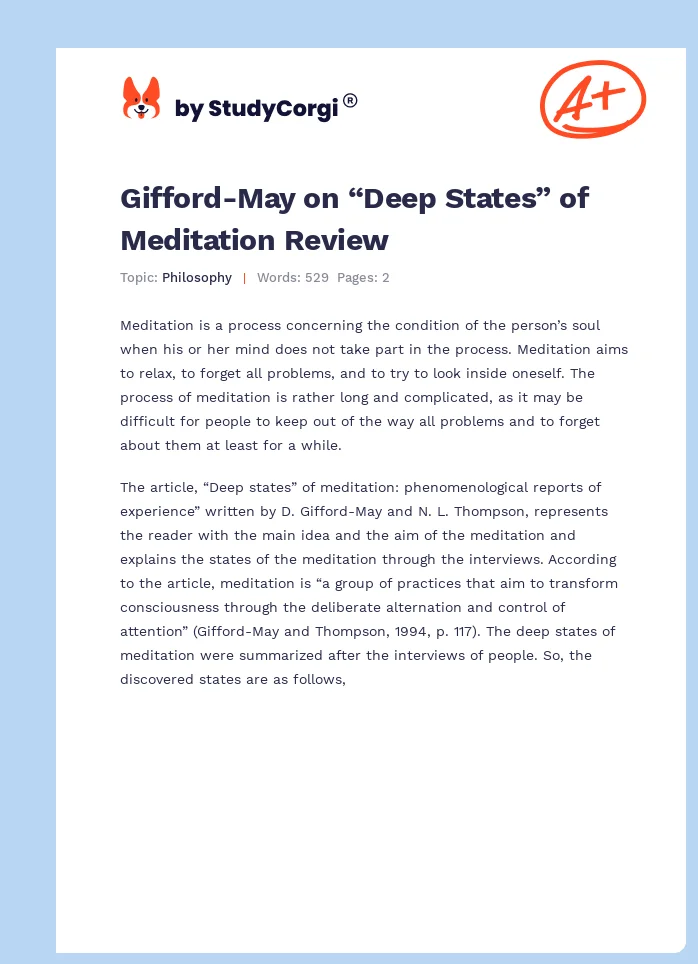 Gifford-May on “Deep States” of Meditation Review. Page 1