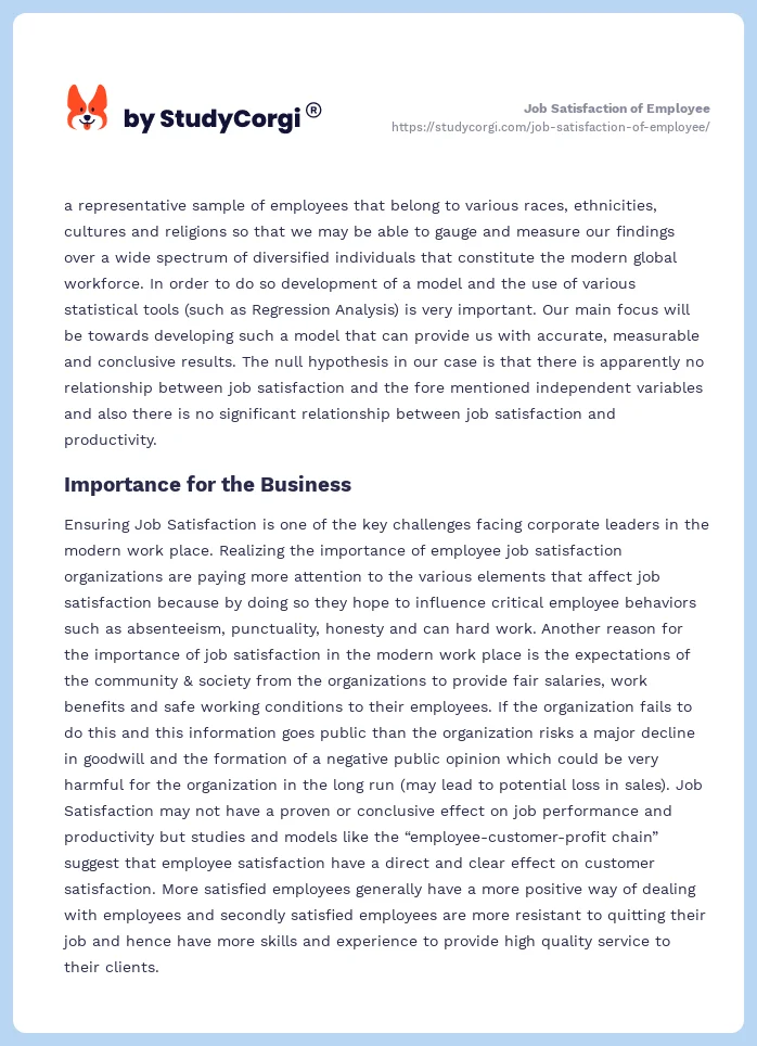 Job Satisfaction of Employee. Page 2