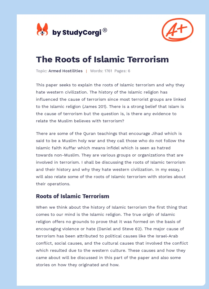 The Roots of Islamic Terrorism. Page 1