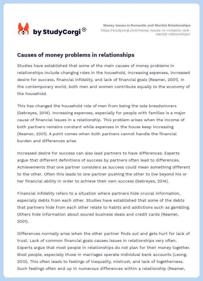 Money Issues in Romantic and Marital Relationships. Page 2