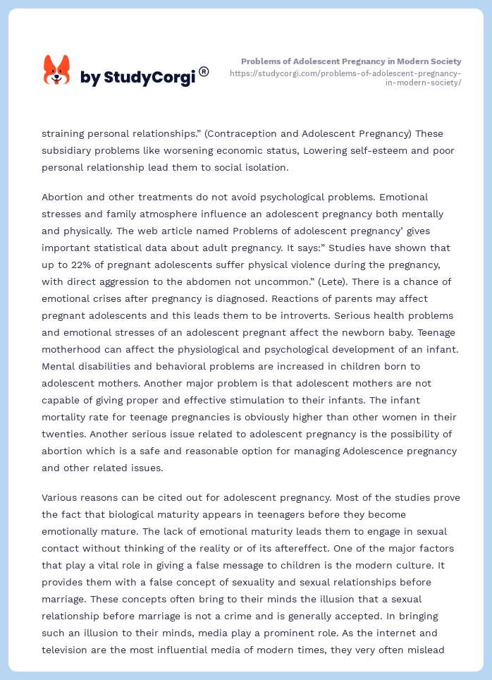 Problems of Adolescent Pregnancy in Modern Society. Page 2