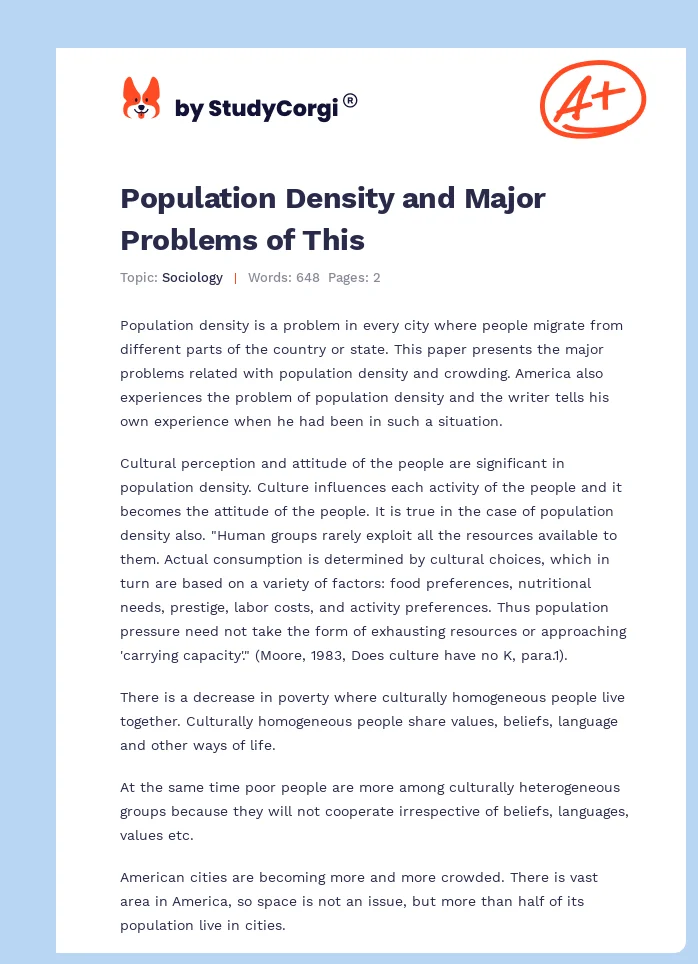 Population Density and Major Problems of This. Page 1