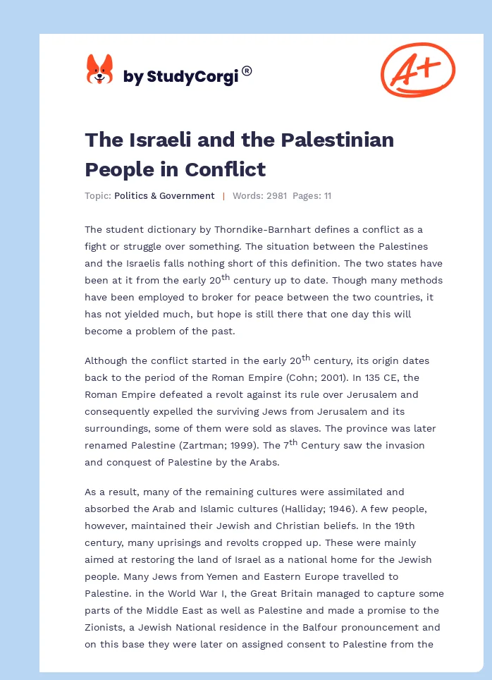 The Israeli and the Palestinian People in Conflict. Page 1