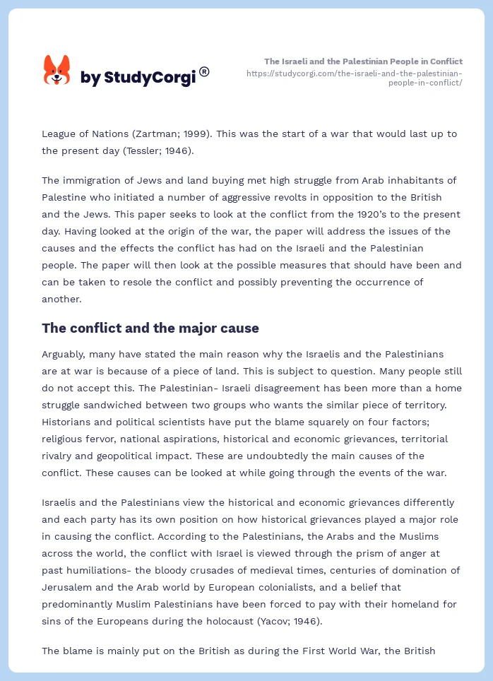 The Israeli and the Palestinian People in Conflict. Page 2