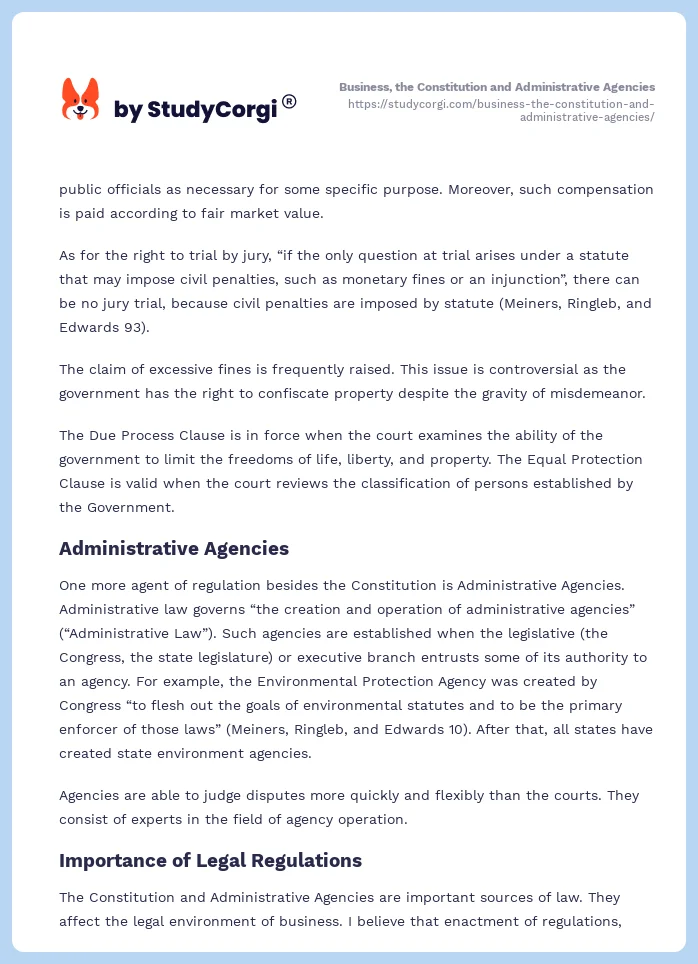 Business, the Constitution and Administrative Agencies. Page 2