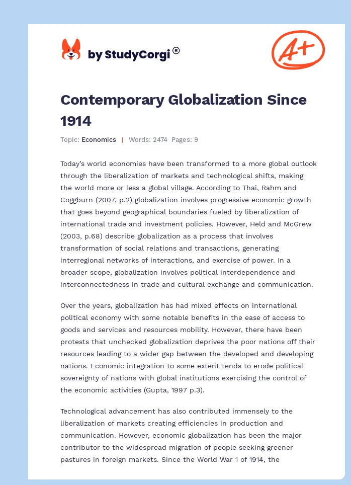 Contemporary Globalization Since 1914. Page 1