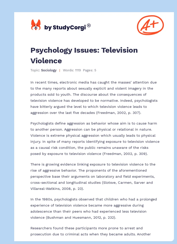 effect of television violence essay
