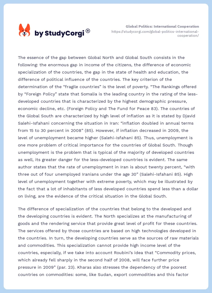 Global Politics: International Cooperation. Page 2