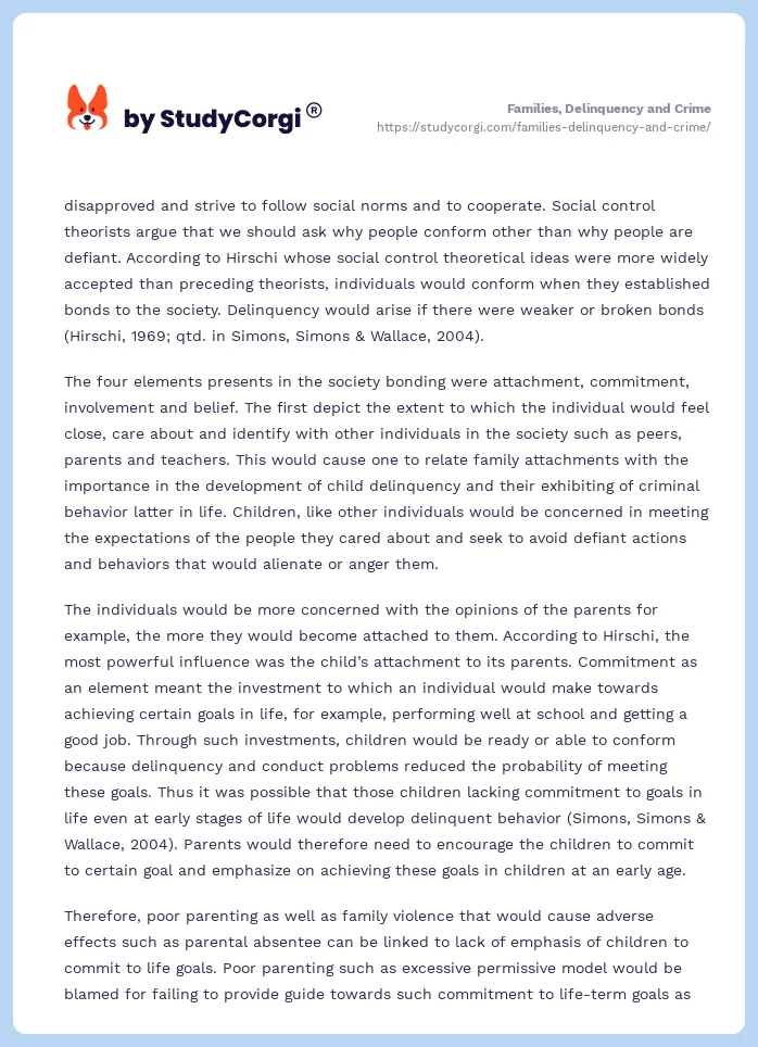 Families, Delinquency and Crime. Page 2