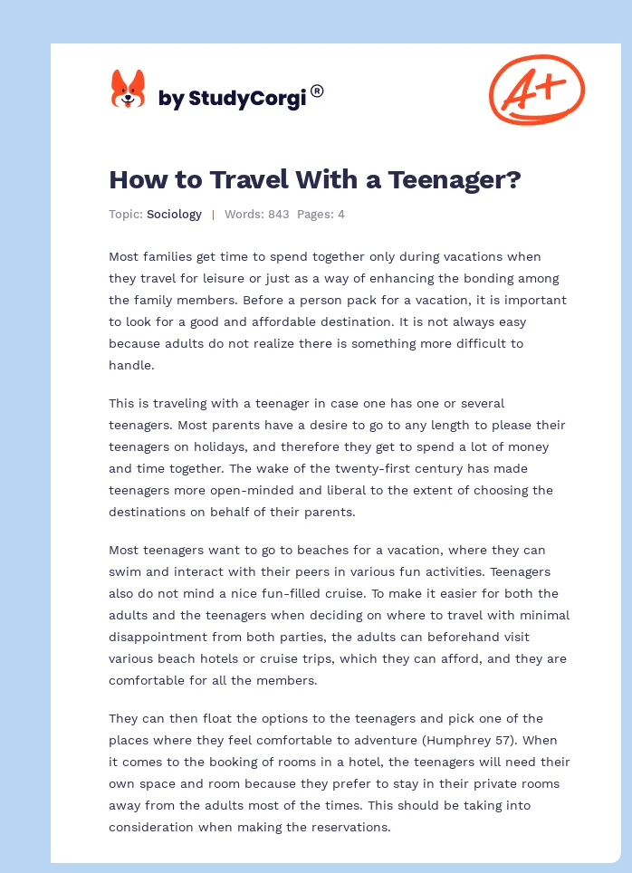 How to Travel With a Teenager?. Page 1